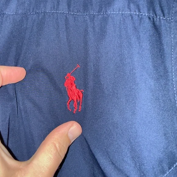 Ralph Lauren Navy Jacket with Red Polo Logo - Picture 1 of 7